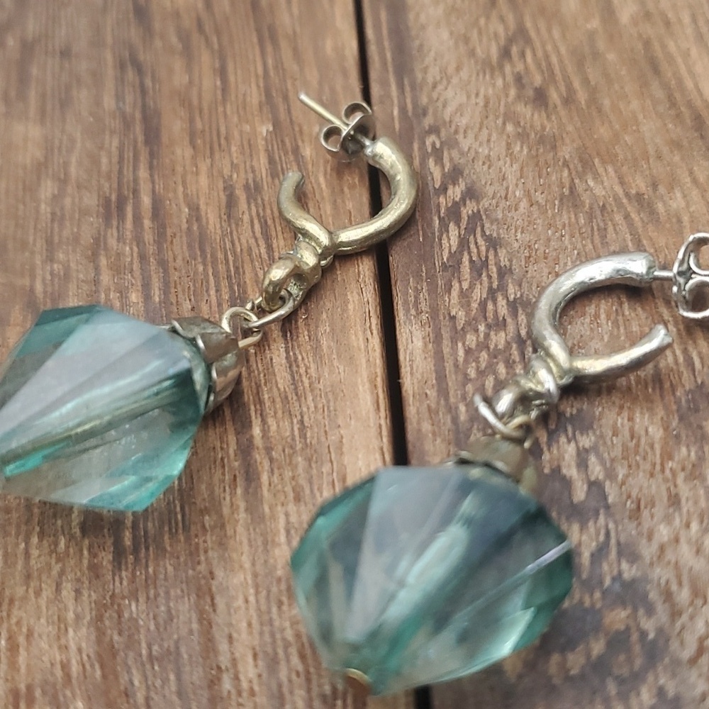 E138 sterling faceted chandelier drop earrings for pierced ears - Picture 3 of 3
